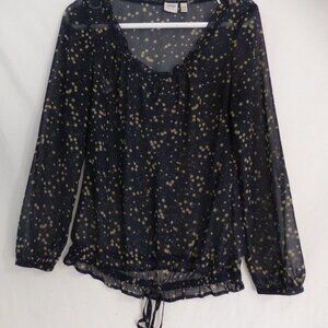 ESPRIT | small | Stars & Dot Print Sheer Blouse | Drawstring Waistband | GUC